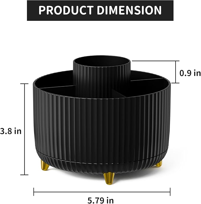 Marbrasse Desk Organizer, 360-Degree Rotating Pen Holder, Desk Organizers and - Image 5
