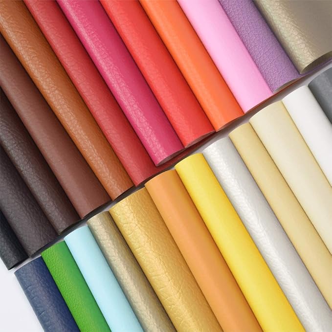 ZIIYAN 24 Pieces 8"x13.4" Colored Faux PU Leather Sheets Upholstery Crafts by ZIIYAN