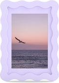 4x6 Picture Frame with Mat for 3.5x5, Wavy Edge Wooden Real Glass Photo Frame by THKRLOF