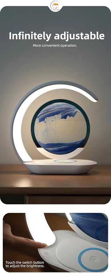 LED Table Lamp with Wireless Charging, Crescent Moon Design - Image 8