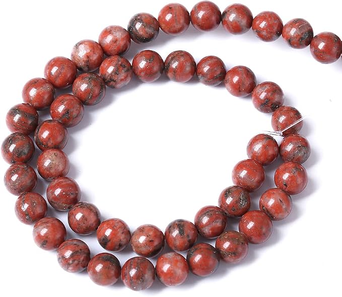 60pcs 6mm Natural Red Seasame Jasper Gemstone Beads Round Loose Spacer Beads - Image 5