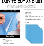 FUNKAKA Sky Blue HTV Heat Transfer Vinyl Sheets, 10 Sheets Sticky HTV Vinyl - Image 3
