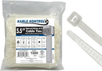 Kable Kontrol Cable Zip Ties Natural White 1000 Pcs 5.5 Inch, 18 Lbs Tensile by KABLEKONTROL%C2%AE