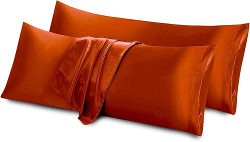 Aormenzy Satin Body Pillow Cover Set of 2, 20x54 Inches Burnt Orange Body by Aormenzy