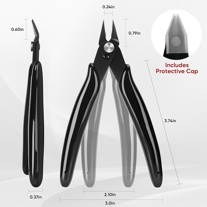 5 Inch Flush Cutters, 5 Pack Micro Wire Cutters, Sharp Zip Tie Cutter, - Image 2