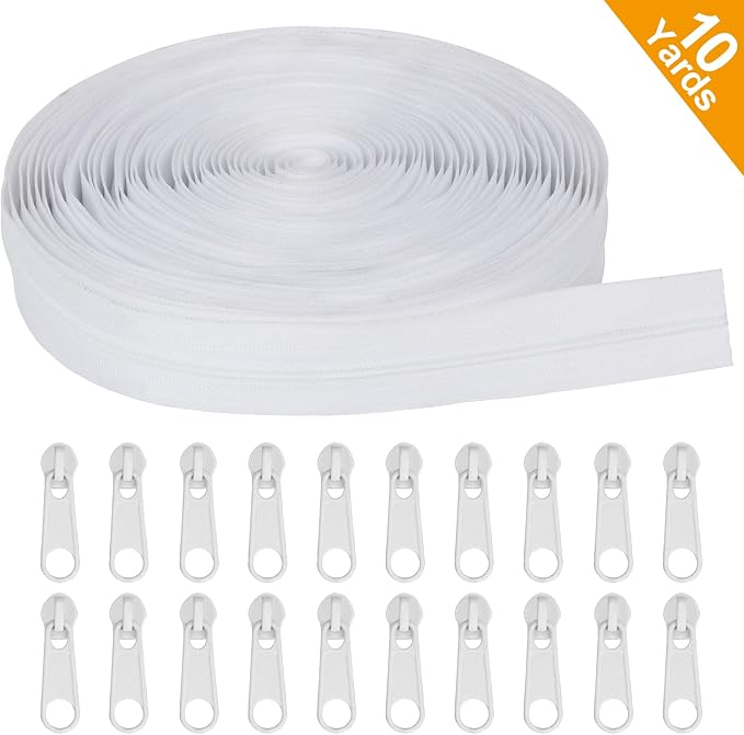MiniRed 10Yards White Nylon Coil Zipper by the Yards, #3 Bulk Zippers - Image 6