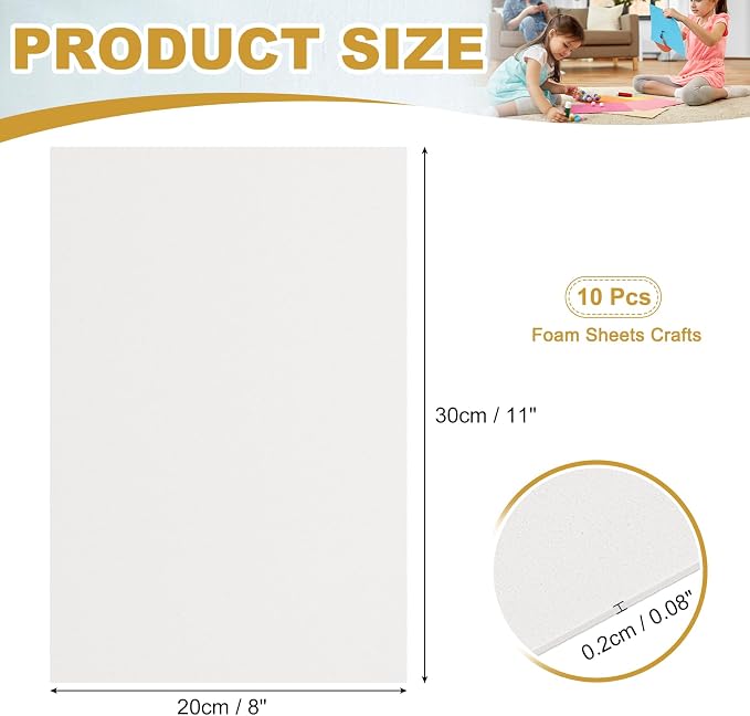 uxcell 10 Pcs White EVA A4 Foam Sheets Crafts, 12 x 8 Inch Foam Paper - Image 2