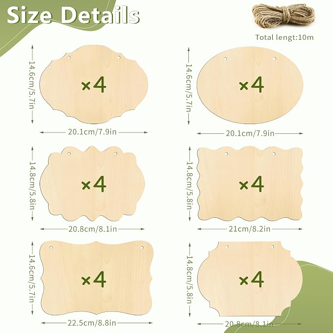 FSWCCK 24 Pieces Unfinished Hanging Wood Sign Blank - Image 2