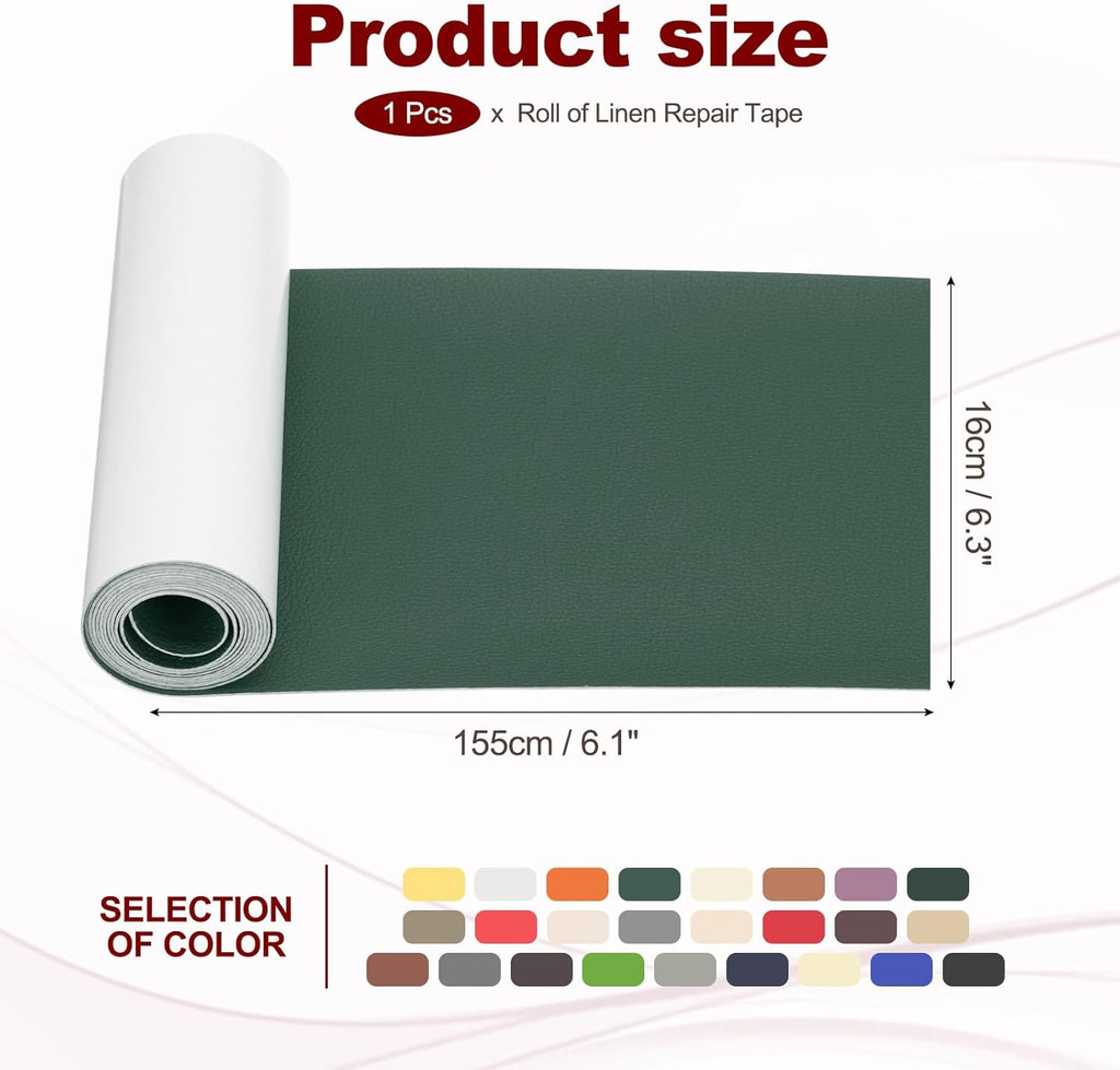 PATIKIL Leather Patches Tape for Furniture, 6.3 x 61 Inch Self Adhesive Vinyl Leather Repair Kit Cover Sheet for Couch, Sofa, Car Seats, Office Chair, Emerald Green