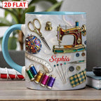 Love Sewing Personalized 2D Printed Custom Faux Stained Glass Sewing Ceramic Mug - Image 4