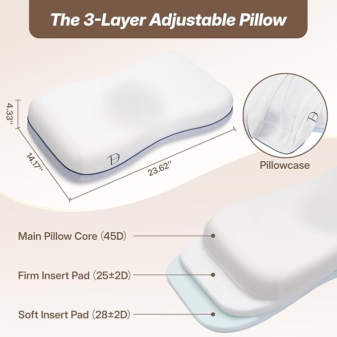 Cervical Neck Pillow for Neck & Shoulder Support, Adjustable Memory Foam Pillow - Image 2