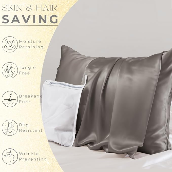 PROMEED 23 Momme Grade 6A+ Mulberry Silk Pillowcase 2 Pack, 100% Natural Silk - Image 3