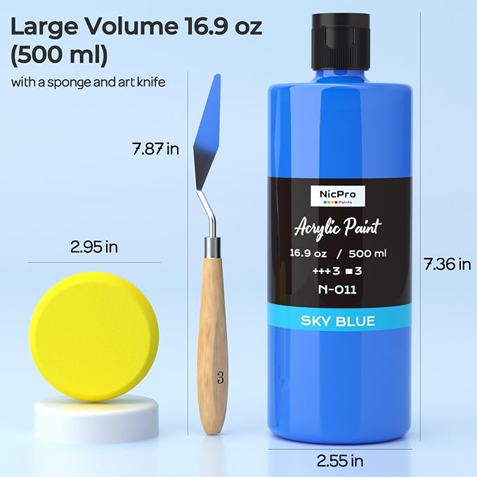 Nicpro 8 Colors Large Bulk Acrylic Paint Set, Rich Pigments, Non Toxic Craft - Image 3