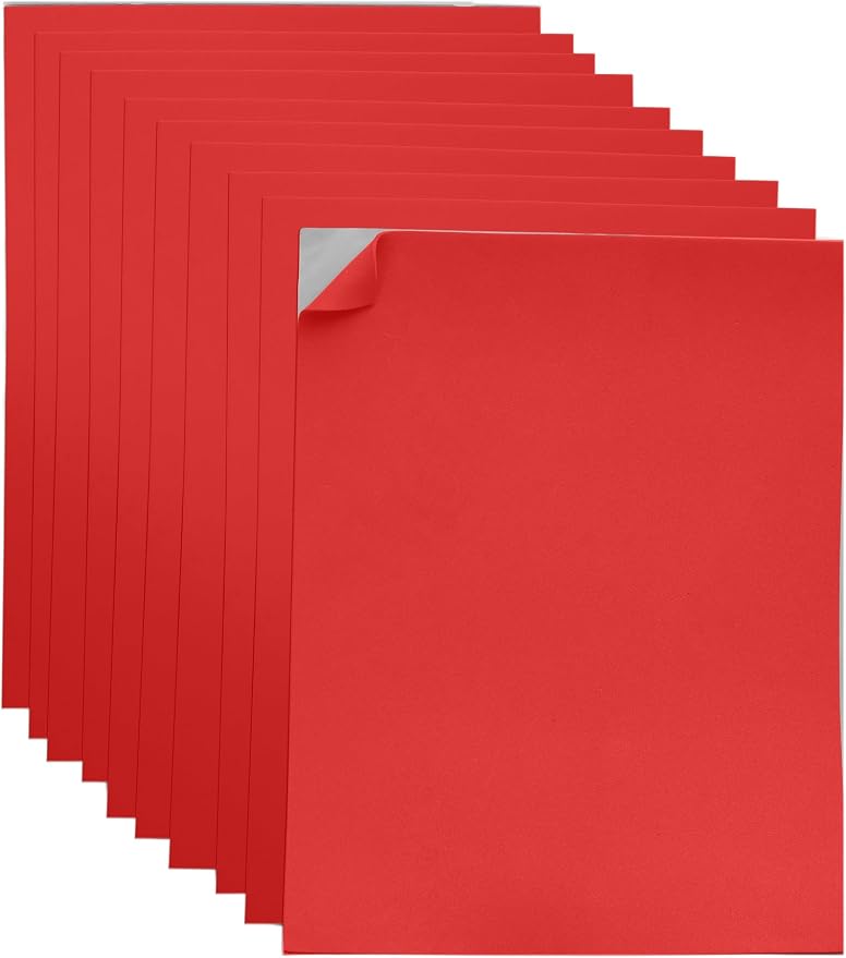Adhesive Red EVA Foam Sheets for Crafts, 2mm Thickness – Sticky Back Foam Paper by Ader+Products