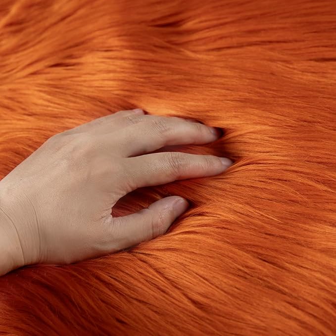 Orange Faux Fur Fabric for Crafts Squares Furry Fabric for Sewing, Upholstery & - Image 4