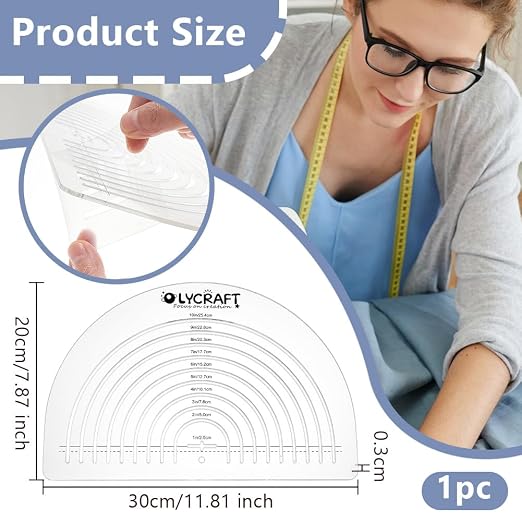 OLYCRAFT Circle Acrylic Ruler for Cutting Fabric Clear Acrylic Templates - Image 2
