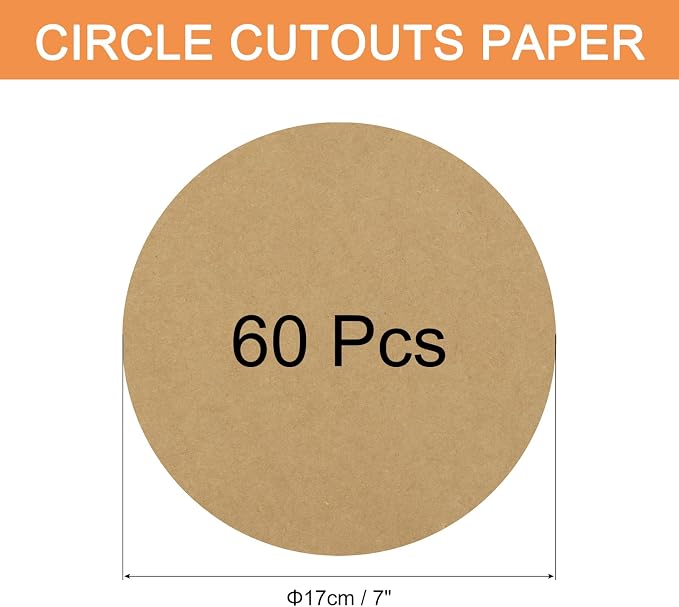 MECCANIXITY 60 PCS Khaki Color Circle Cutouts Paper 7 Inch Round Card Stock - Image 2