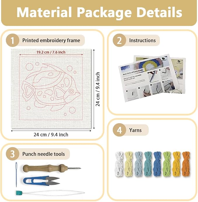 Doodlream Colorful Fish DIY Punch Needle Embroidery Kit - Image 2
