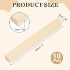 MECCANIXITY 10Pcs Wood Strips Slats, 3/8" x 3/8" x 4" Thin Wood Sticks Flat - Image 2