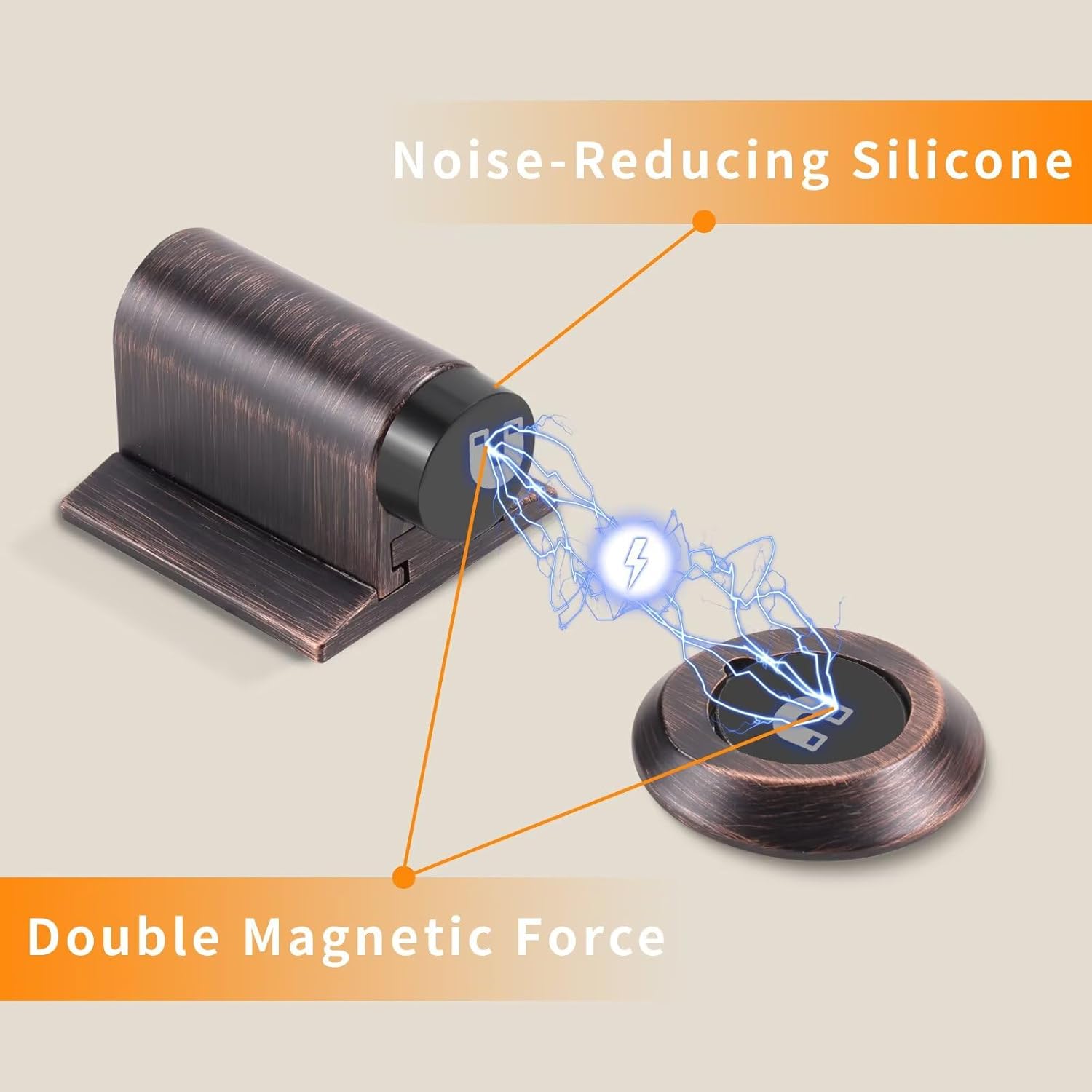 Bak Bo Magnetic Door Stoppers 2 Pack Bottom of Door Holder Keep Door Open No Drilling Magnet Floor Door Stop with Screws and Adhesive Oil Rubbed Bronze DS268ORB-2