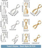 PH PandaHall Pinch Clip, 120 Pieces 6 Styles Pinch Clip Bail Clasp Dangle Charm - Image 5