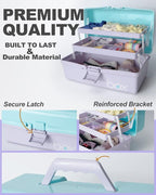 TERGOO 12in 3-Layer Plastic Craft Organizers and Storage, Portable Folding - Image 3