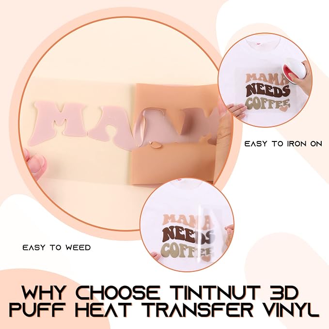 Tintnut Light Taupe Puff Heat Transfer Vinyl Roll, easy cut & weed, stretch - Image 3