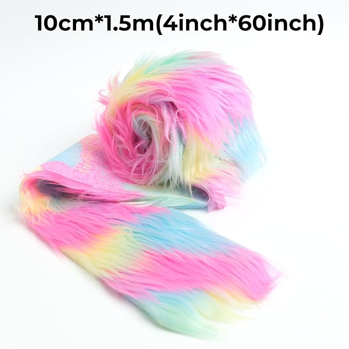 Shaggy Plush Faux Fur Fabric Precut Strips Rainbow Fur Fluffy Fuzzy Craft Fur - Image 2