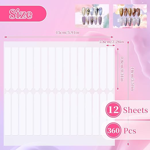 BQAN Double Sided Nail Tape for Press On Nails Display 12 Sheets | 360Pcs Clear - Image 2
