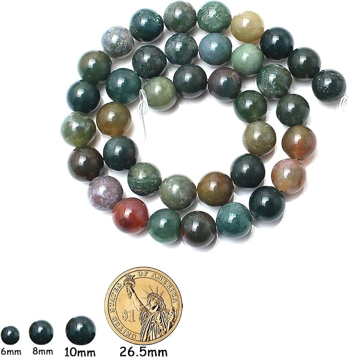 60pcs Round Loose Polish Indian Agate Beads - Image 2