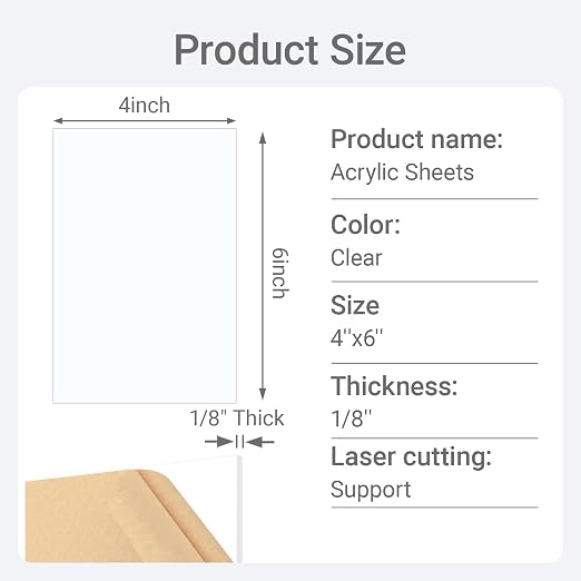 1/8" Thick Clear Acrylic Sheet 4" x 6" - Image 2