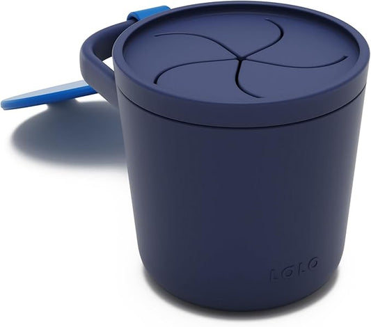 Lalo Snack Cup - Mess-Free Silicone Snack Cups for Toddlers & Babies with Detachable Lid, BPA-Free Baby Snack Containers, Fits Most Stroller & Car Seat Cup Holders, Dishwasher Safe, Blue Raspberry