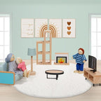 Giant bean 36pcs Wooden Dollhouse Furniture Set 5 Rooms 4 Family Dolls - Image 5