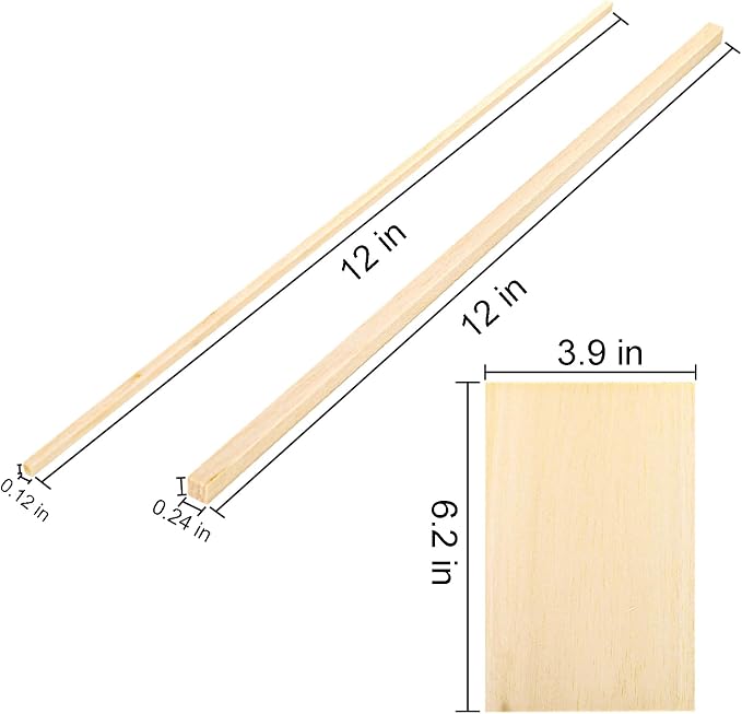 Okllen 150 Pieces Balsa Wood Sticks, Square Unfinished Balsa Wood Sheets Set - Image 2