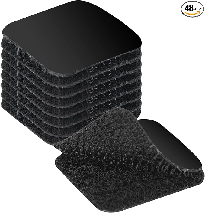 Art3d 48 Sets Hook and Loop Tape Sticky Back, 1 in. x 1 in. Double-Sided by Art3d