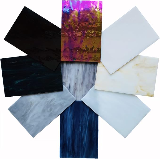 9 Sheets Stained Glass Sheet, 4 x 6 inch Stained Glass Supplies Glass Pieces - Image 4