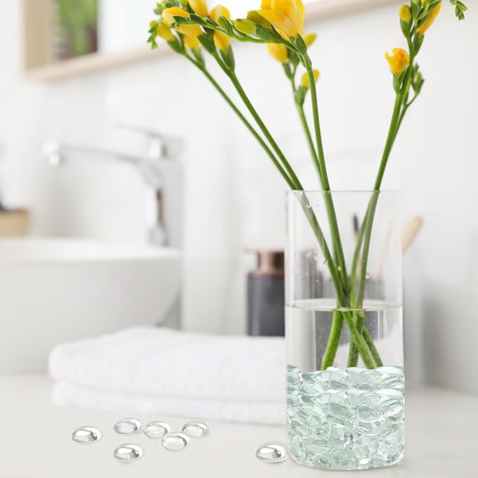 FANTIAN 5Lb Clear Glass Pebbles, Flat Glass Marbles, Decorative Glass Gem Stones - Image 4