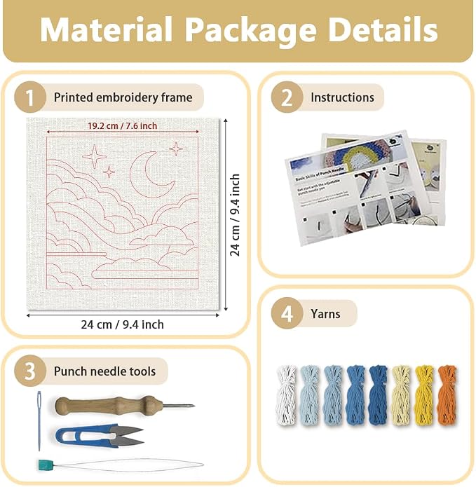 Doodlream Sea of Clouds DIY Punch Needle Embroidery Kit - Image 2