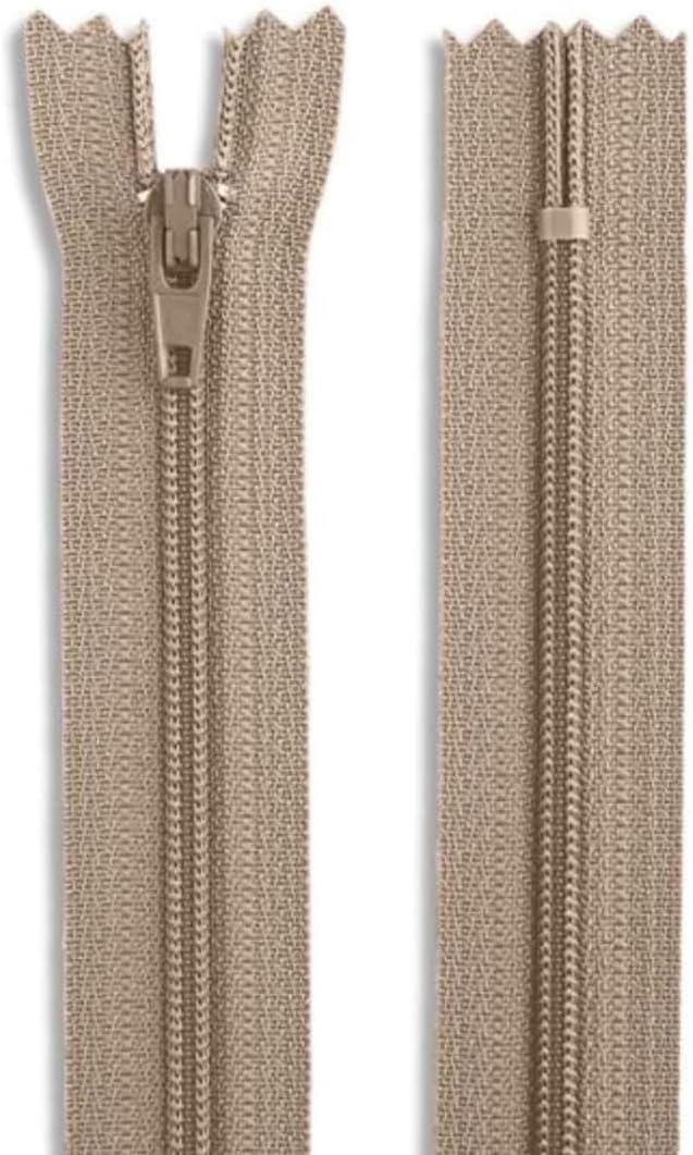 20 Inch Nylon Coil Zipper Light Beige Color, Non Separating Closed-End Sewing by Metalandbrassco