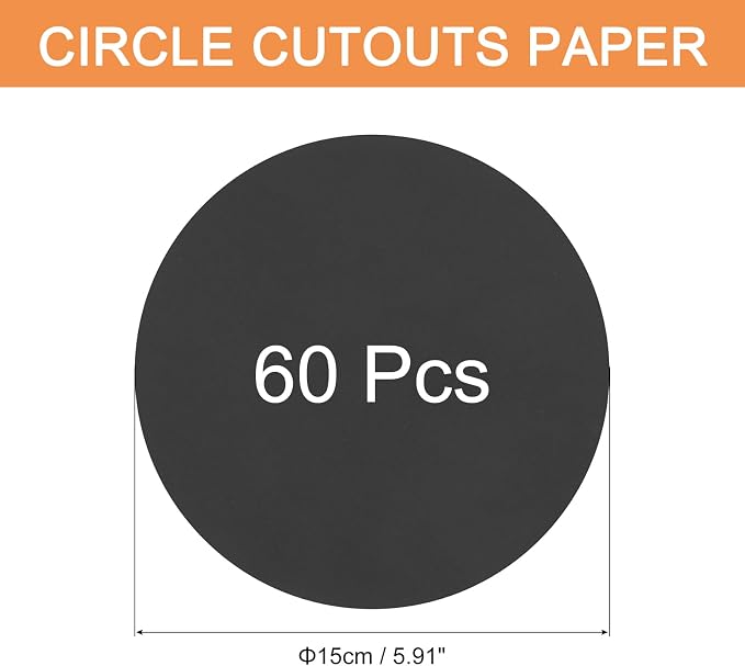 MECCANIXITY 60 PCS Black Circle Cutouts Paper, 6 Inch Round Cutouts 200gsm/75lb - Image 2