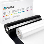VinylRus Heat Transfer Vinyl-12” x 50ft Black and White Iron on Vinyl Roll by VinylRus