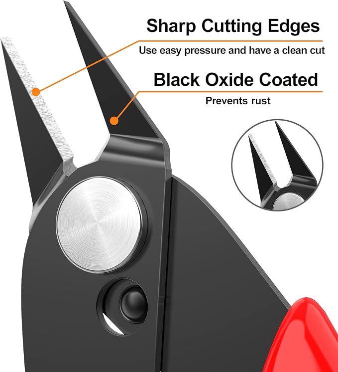 Small Wire Cutters 2-Pack Diagonal Flush Cutters 5" Red | - Image 2