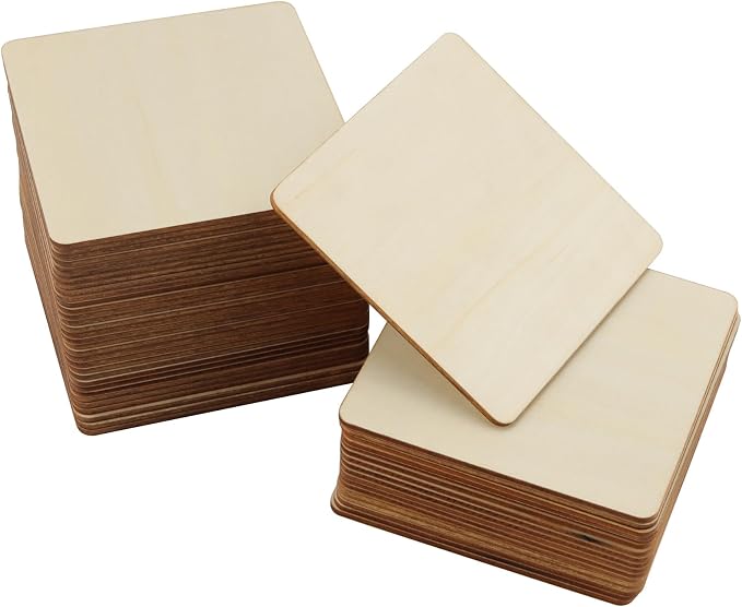 HOIGON 30 PCS Square Unfinished Wood Pieces, 6 x 6 Inch Blank Basswood Wooden by HOIGON