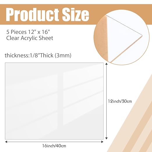 Wesiti 5 Pieces Clear Acrylic Sheet Cast 1/8" - Image 3