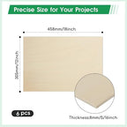 6 Pack Basswood Sheets 12"×18"×5/16" Unfinished Plywood Sheet | Smooth Thin - Image 2