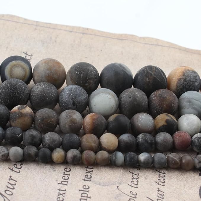 8mm Matte Crazy Lace Agate Bead, 15-Inch Matte Round Loose Stone Beads - Image 6