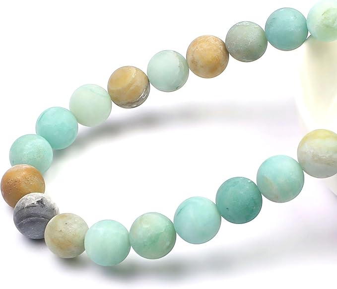 MJDCB Natural Matte Amazonite Round Loose Beads - Image 2
