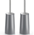 Toilet Brush and Holder, 2 Pack Toilet Brush with 304 Stainless Steel Long Handle, Toilet Bowl Brush for Bathroom Toilet-Ergonomic, Elegant,Durable (Grey)