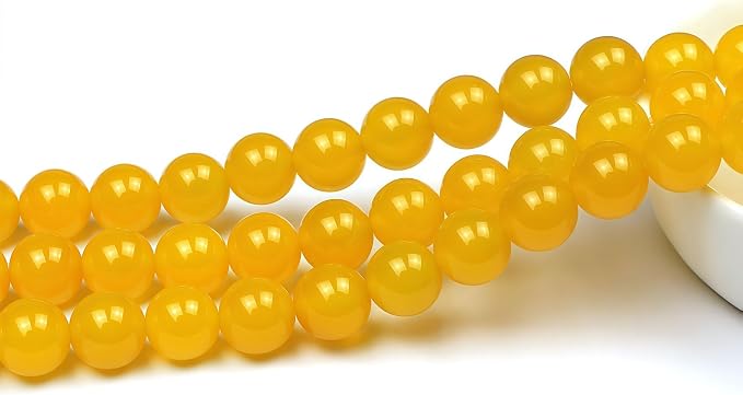 MJDCB 7A Round Natural Yellow Agate Beads Stone Loose Beads - Image 3