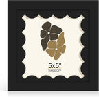 5x5 Picture Frame with Wavy Mat, Wooden Real Glass 5 x 5 Photo Frame by THKRLOF